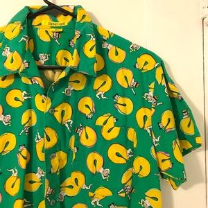 Vintage Fortune Cookie Pattern Button Up Top